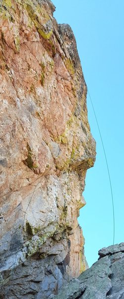 Organized Labor. The steepness of the route is shown by how far out the rope hangs.