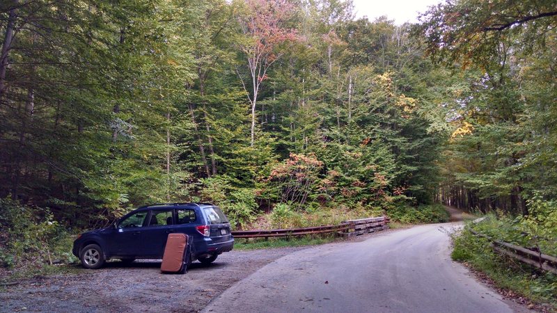 High Noon area parking pull-off and reference point bridge.