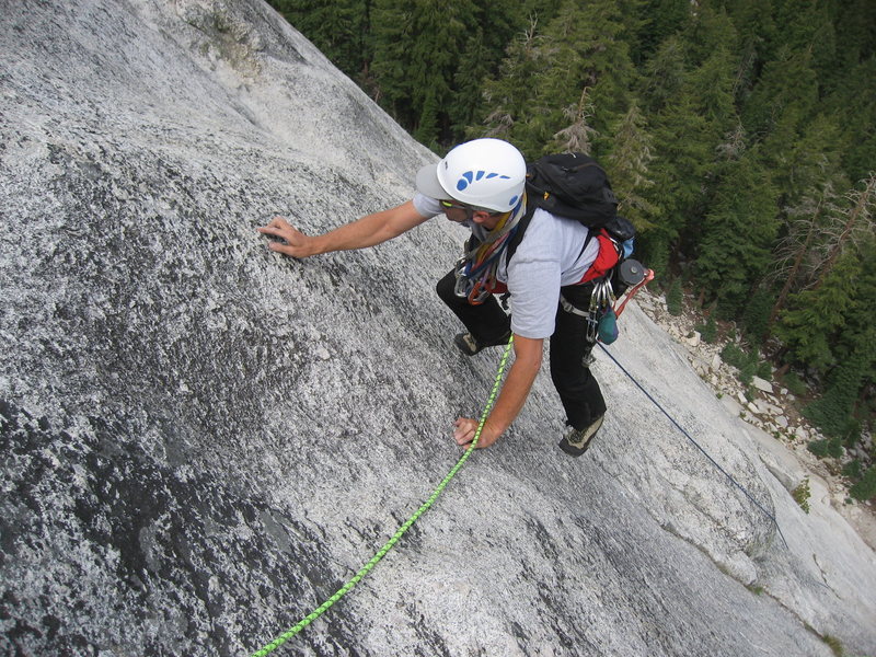 Dave Mahler on the short 5.8 face section at the end of Pitch 2.