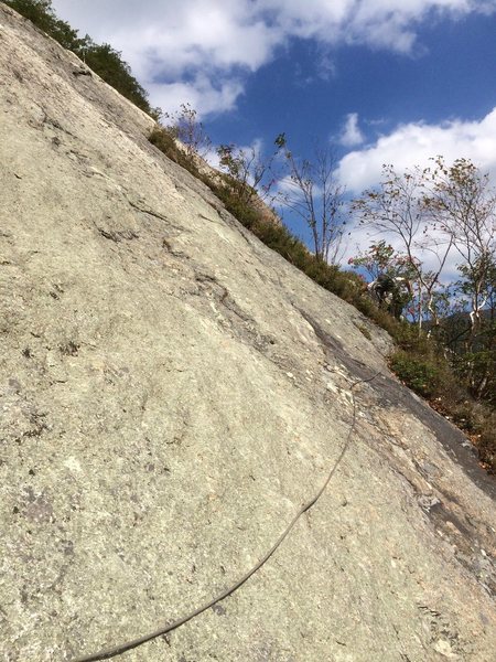Moving from Star Trek's 2blt anchor (end of P3) to the bush/tree ledge of P4 (1966 belay "ledge")