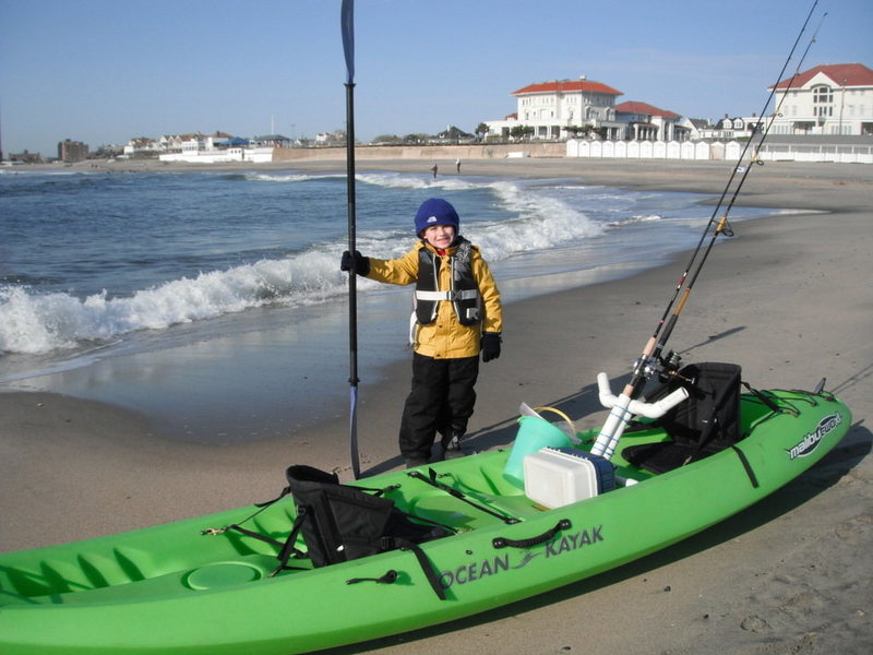 Spring Kayak fishing at the Jersey Shore with Jonah on his 7th Birthday.