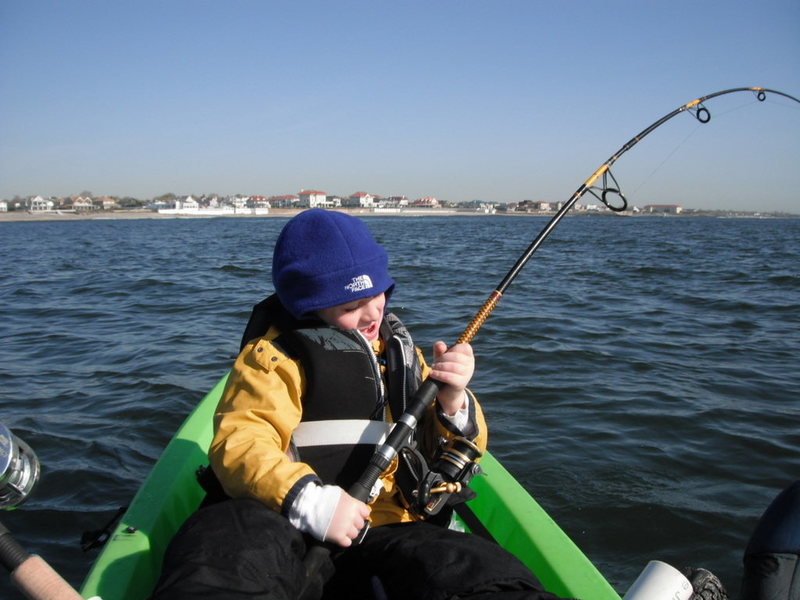 Jonah reeling in a fish on his 7th Birthday at the Jersey Shore.