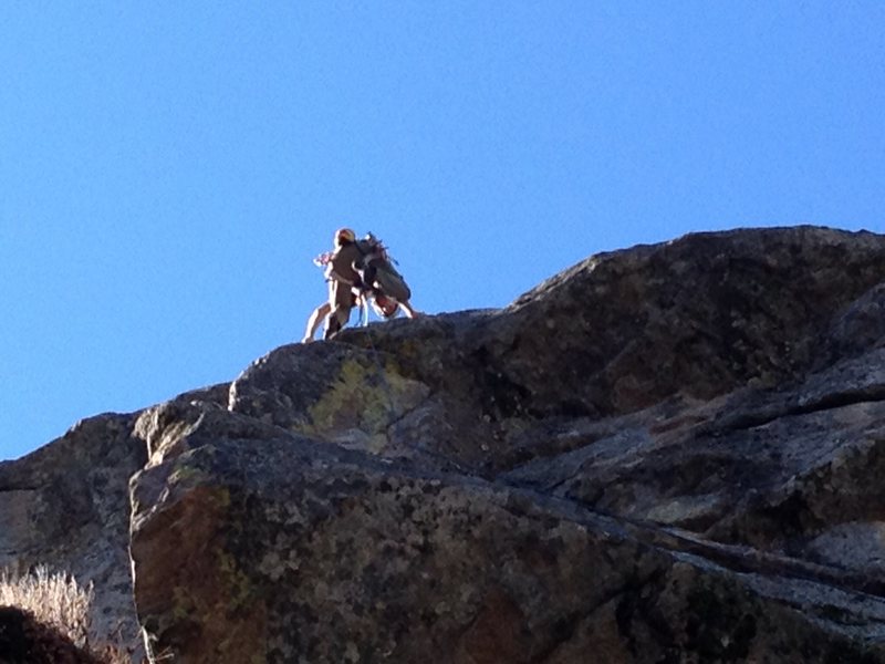 On the arête.