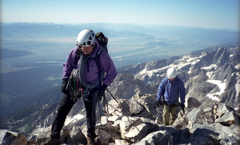 Grand Teton Summit / Guided Party arrives, ending our 10 minutes alone at the top. / Climbers: unknown