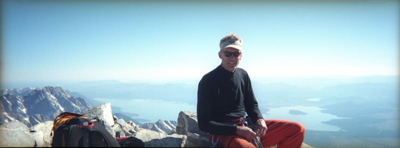 Grand Teton Summit / John Bragg taking a break before heading down.