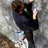 Private Angel V7 / Cat Rock / Central Park / Climber: Jean DeLataillade / Jean made the first ascent of this problem.