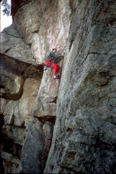 Heading up the lower shallow 5.11 corner on Bullfrog 5.12a - A very underrated climb in terms of quality.