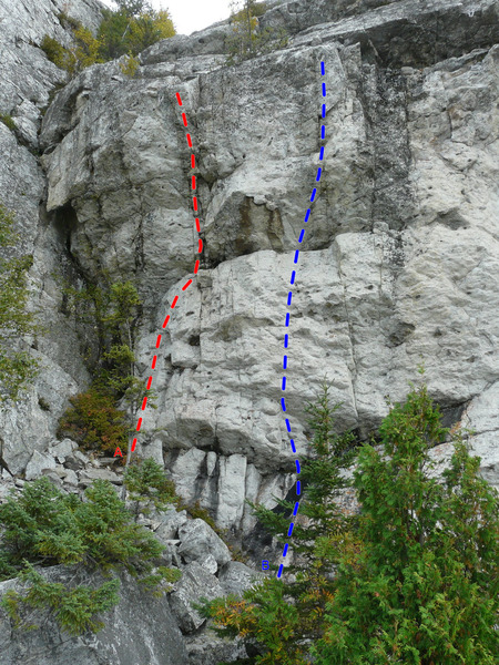 A- Laissez-moi sortir 5.12b<br>
B- Spoutnik 5.12c