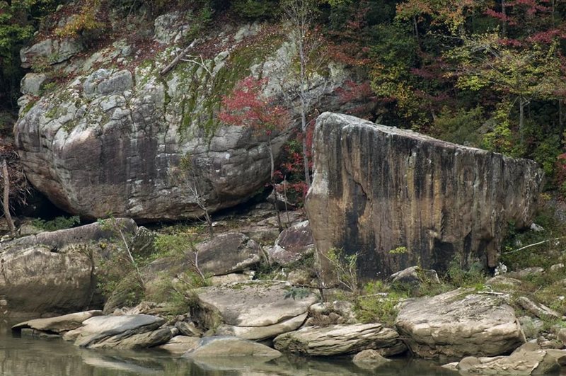 High Ball bouldering on the Big South Fork from the O&W Bridge.