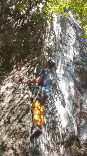 Chase working up the arete