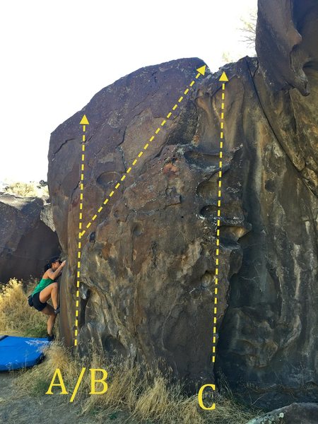 Right side of Crack is Whack boulder:<br>
A) Flexy Flakes V1<br>
B) Crack is Whack V0<br>
C) Stepladder V0