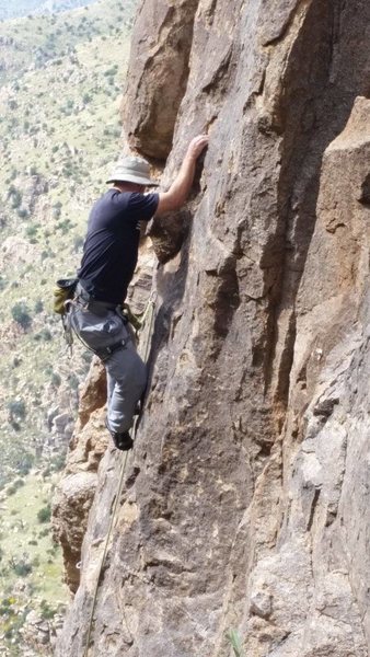 Rockin' the wide-brimmed hat on Aspen Gold. Why yes thank you, I'll take some fun moderate climbing but please hold the skin cancer.