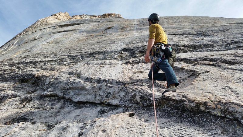 Brian looking up the 2nd pitch and the rest of the route.