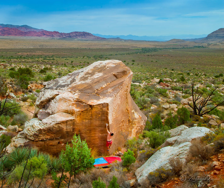 Blood Trails V5(***)<br>
Seen Here: Andrew Rosenzweig<br>
Photo By: Zack Barbee