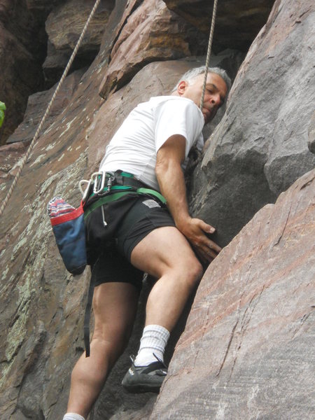 Sherpa Jon throwing down a variation on a classic route.