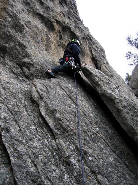Chris Harmston puttin' his stink on Odoriferous Harmony during the FA of the route.