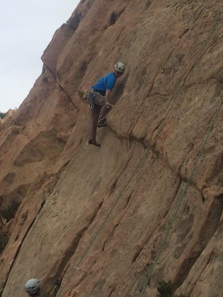 Pulling the lower crux on "Proud Mary."