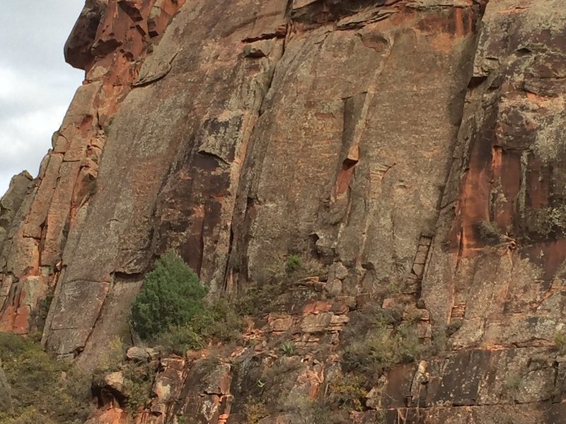 The Whiskey Wall , can be seen clearly across the river from the Box Elder campsite.