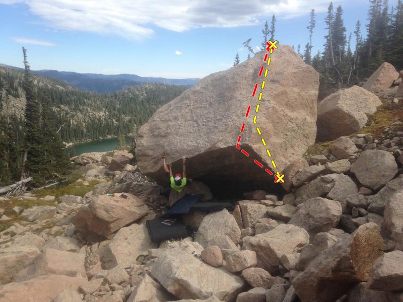 Red: The Outlier (crimp/dyno variation).<br>
Yellow: The Outlier (sloper variation).