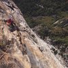 Travis winds his way through a sea of features way up on the West Face of El Cap. Awesome way to spend a Sunday!<br>
<br>
Photo: Corey Gargano