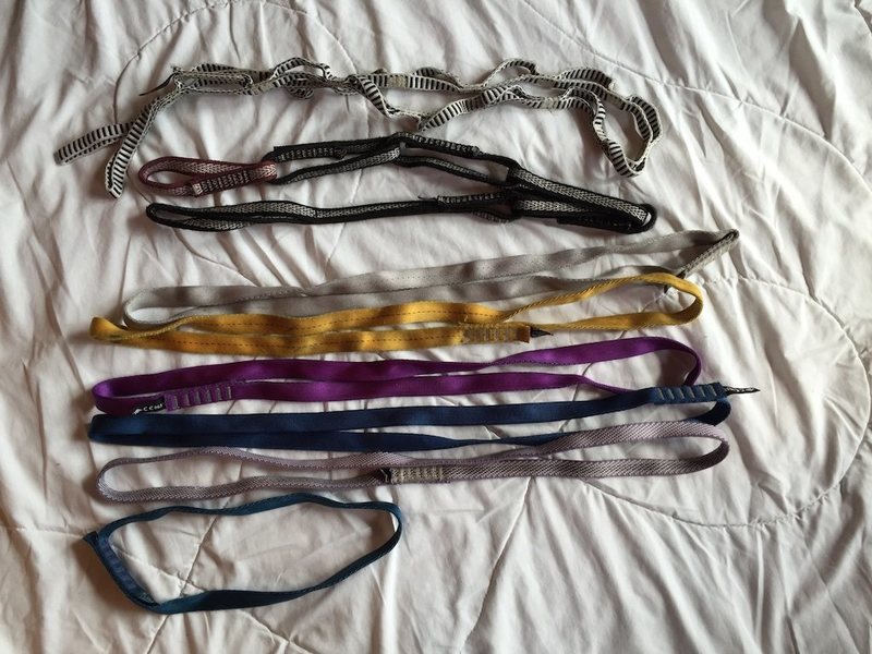- 1 PAS, 1 daisy, 5 sewn slings and 1 shorty - PAS very very lightly used, $20, slings: $15