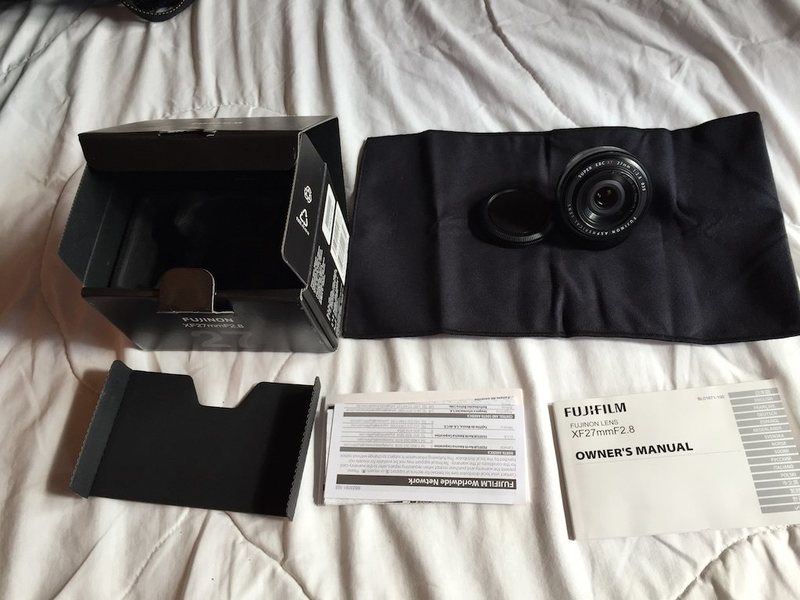 Fuji XF 27mm F2.8 w/ B&W UV Haze filter, box/documents, etc. no lens cap, like new - $175