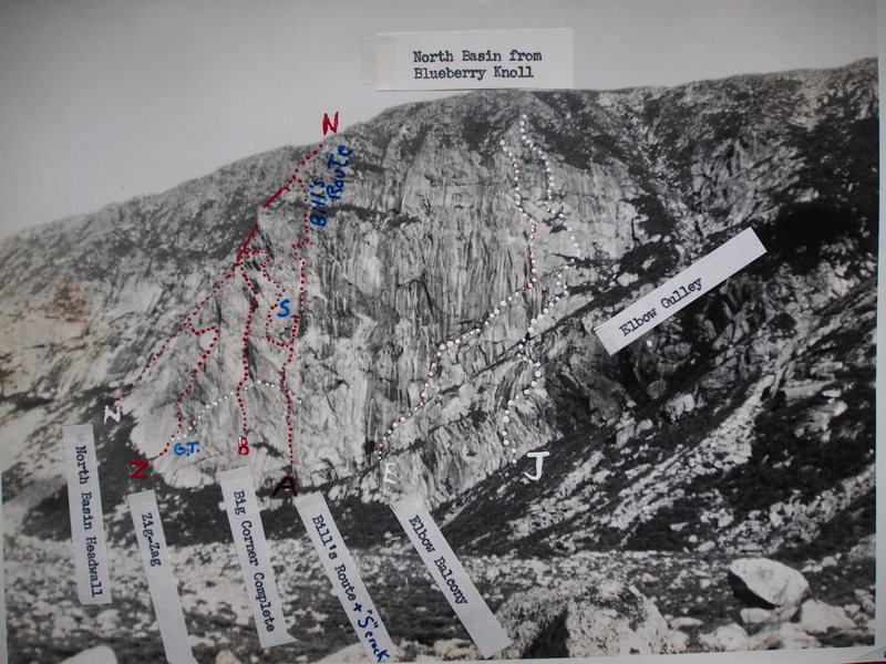 North Basin from Blueberry Knoll - Route lines are approximate!