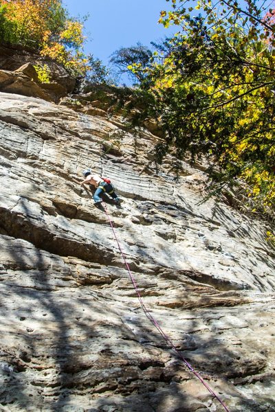 Heading into the one crux-type move.