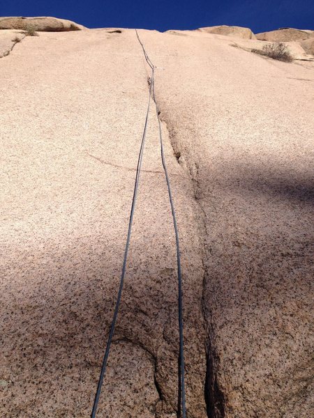 The route with a rope on it.