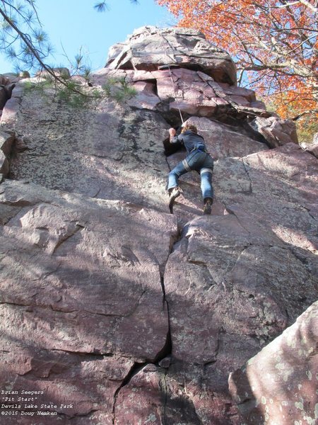 Brian, trying to find non-sloping holds.