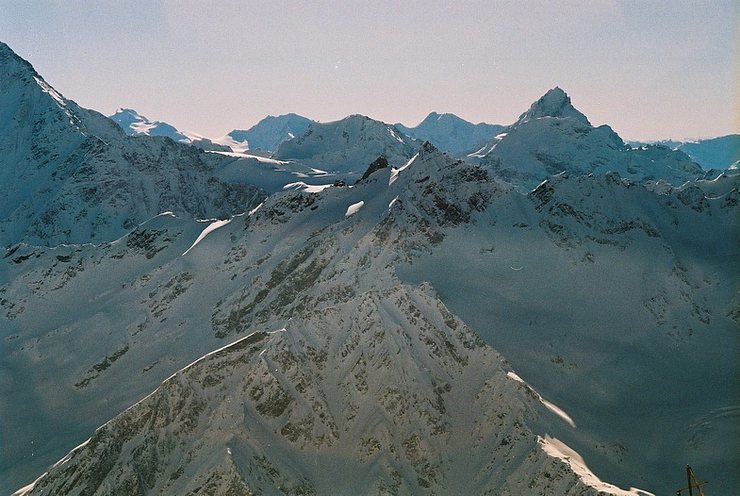 Summit of mt.Maliy Donguzorun (center of the photo) from 2800m of mt.Elbrus