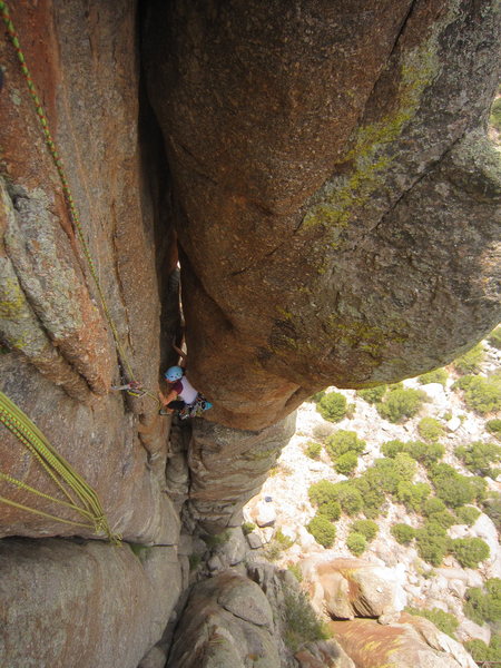Stef gets some leverage in the system to the right side on Never Ending Story.<br>
<br>
Photo - July 2013.