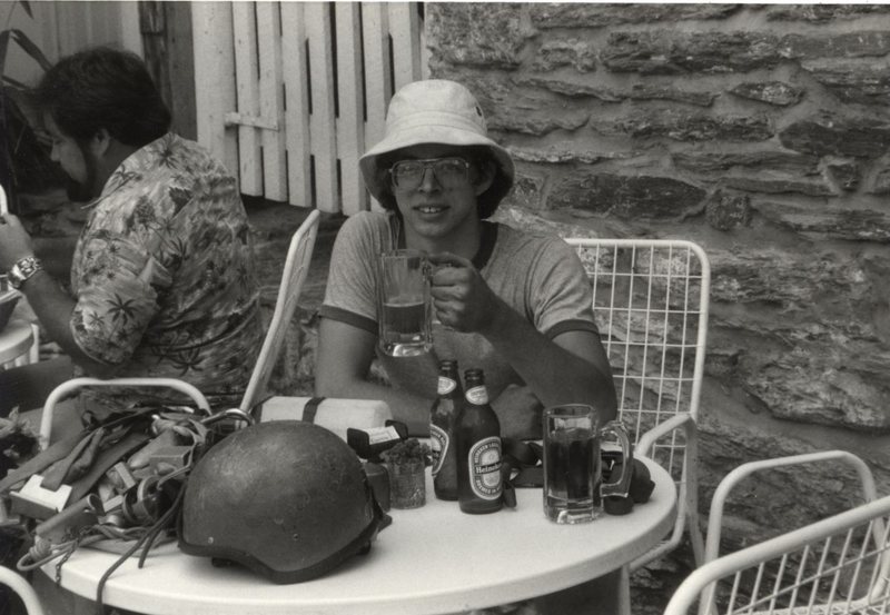 Scott McClurg. Recharging in Harpers Ferry after a day of climbing. (Rob Savoye collection)<br>