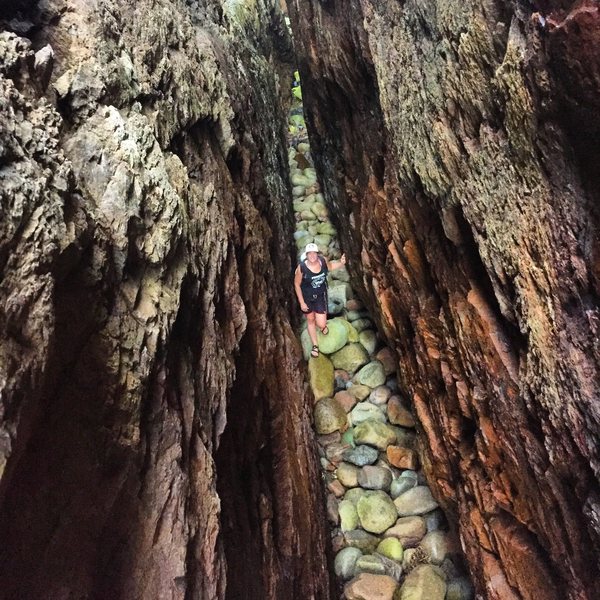 Lowering into the chasm.