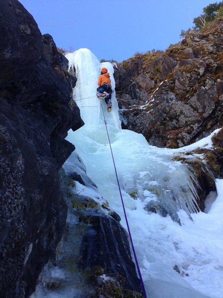 Pitch 4. only about 20 feet of slightly overhung ice, harder than it looks