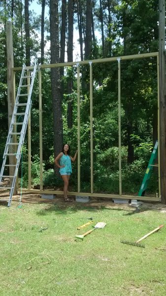 Section 1: flat vertical wall. Start of a 12 ft Backyard Home Boulder Wall.