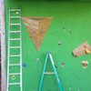 Had to add a mega volume. Used scrap and left over wood. Got the idea from one of the volumes in my old gym. This made the flat wall come alive with some awesome new routes.