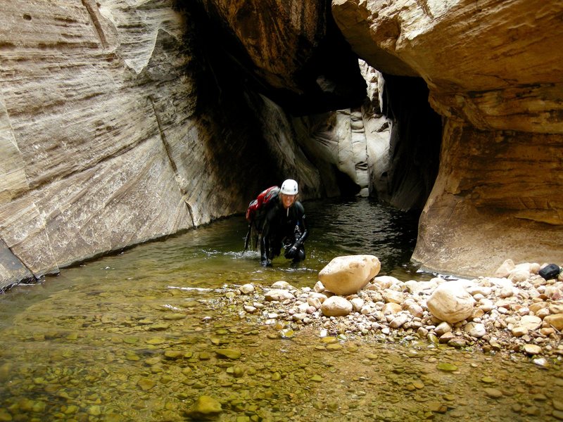 Lori C. in Ice Cube Canyon, Red Rock NCA. Climbing guidebooks call this area the maze.