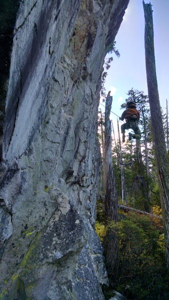Kai taking the whip from the lower crux on "M.I.A."
