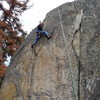 Mike Arechiga on the TR wall, this climb is short but fun maybe 5.11b, bouldering on a top rope!