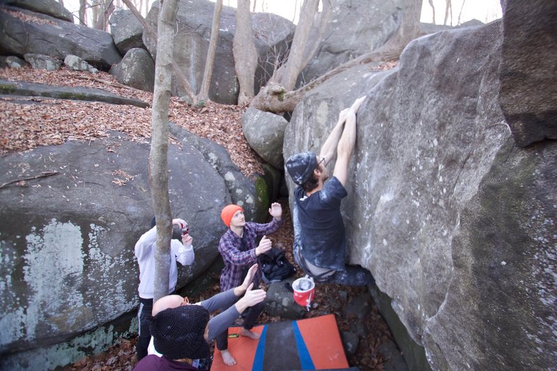 Turkish Blend goes straight up to the slopers from the good hold on the face, not out right to the edges on the V3.