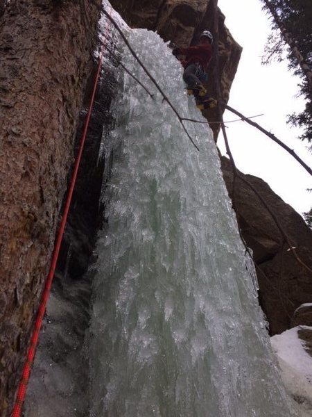 Paul Crowder on the wet nose of the column.