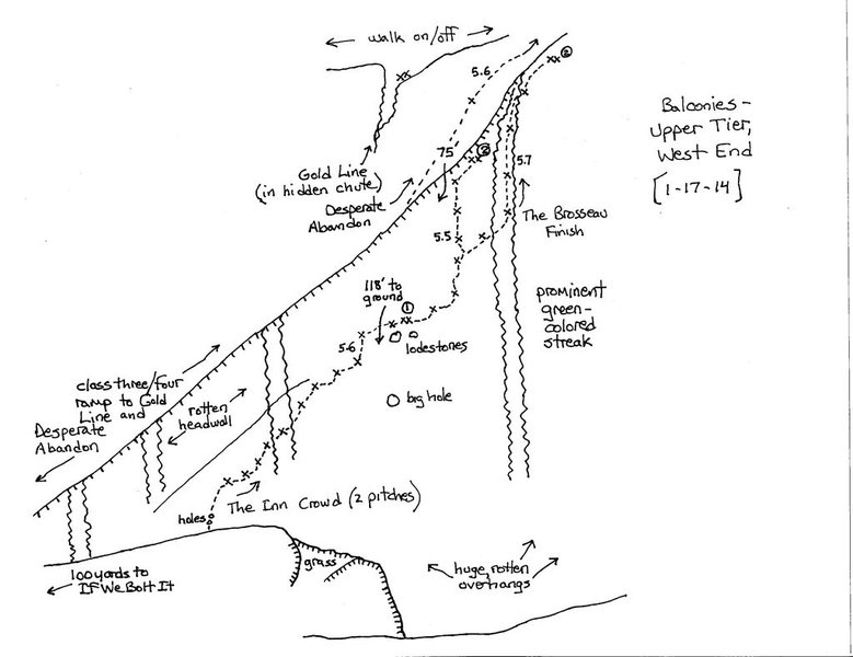 Topo map of the Upper Tier-West End. The big hole can be seen from the parking lot. <br>
Credits: Brad Young