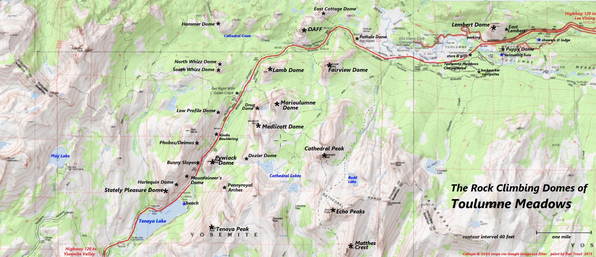 Tuolumne Meadows Climber's Map