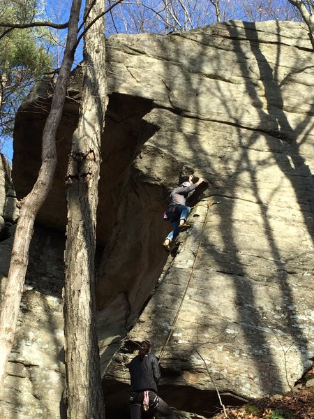 Dean starting up the arete.