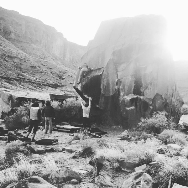 Ryan on a send of the Hell Belly stand (right exit) as opposed to the left exit which I believe is v7 from the stand.