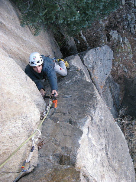Michael Arnold on a very dry Dangler. Without ice, it's likely in the M4 range (5.9) or so with cleats and tools.