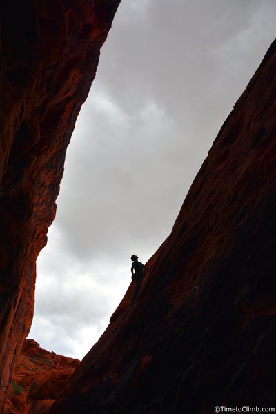 Mel Rivera on "Bonaire" <br>
Link - http://www.timetoclimb.com/climbing/the-black-corridor-sport-climbing-in-red-rock/