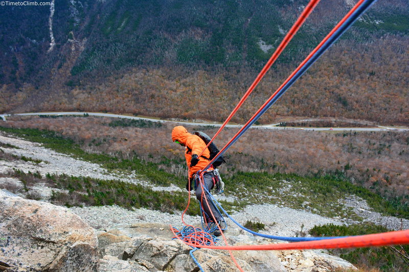 Matt Ritter Belaying on Whitney Gilman Ridge<br>