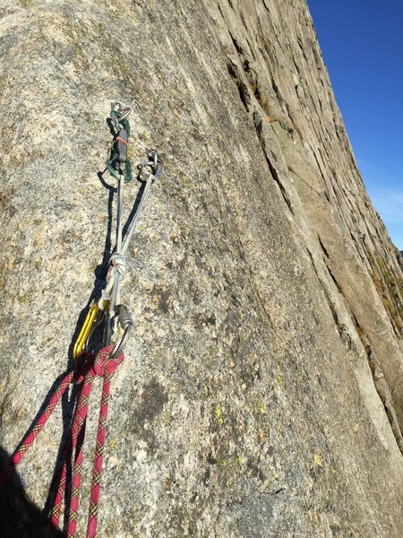 Bolted anchors on this climb